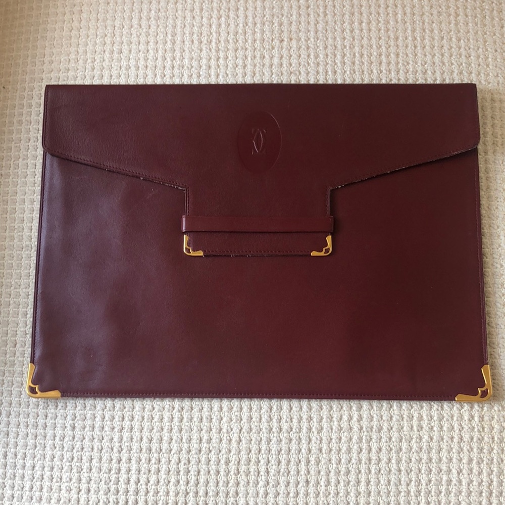 Authentic Cartier Burgundy grain calfskin folder